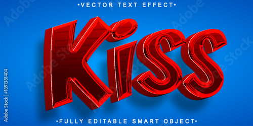 Kiss Love Romantic Typography Vector Fully Editable Smart Object Text Effect