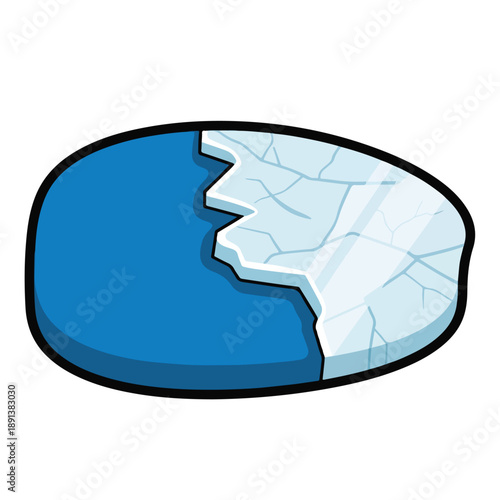 Broken Blue Ceramic Bowl with Cracked Piece.