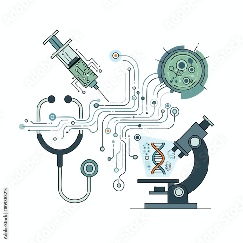 Medical Research and Laboratory Equipment Illustration