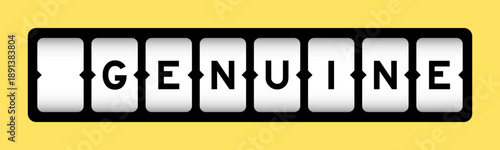 Black color in word genuine on slot banner with yellow color background