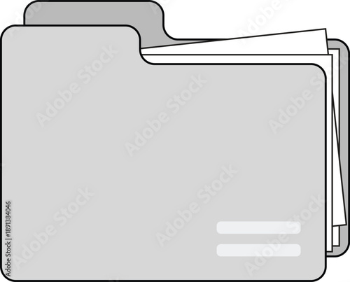 Simple folder icon vector illustration with documents inside. Suitable for web, app interfaces, file management systems, storage, organization concepts, and office or business projects.