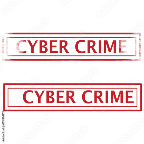 Cyber Crime Red Stamp Warning Isolated on Transparent Background

