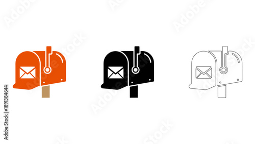 set of colorful mailbox icons used for receiving and storing messages