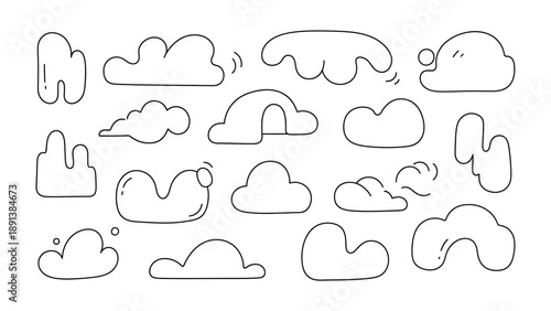 Cloud Collection: A collection of various cloud illustrations, capturing the essence of sky and weather. Perfect for adding a touch of whimsy and nature's beauty.