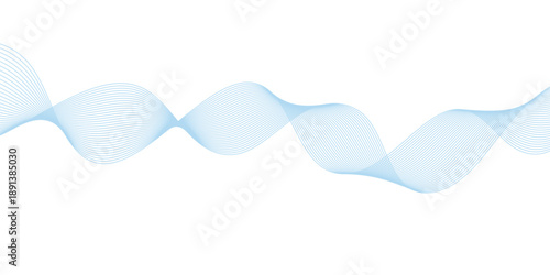 abstract Grey and Blue wave line background on white background.	
