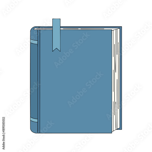 Blue Hardcover Book with Bookmark and Pages