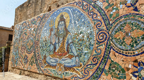 Vibrant Mosaic Art Mural of...