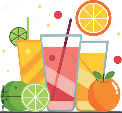 Fresh fruit juices and cocktails