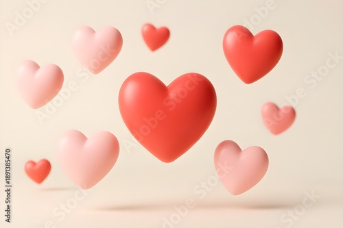 Happy Valentine's Day concept background with romantic symbols, hearts, and copy space for greeting card.