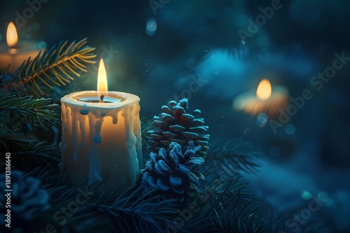 christmas candle and decorations
