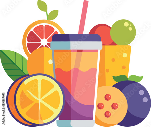 Fresh fruit juice illustration