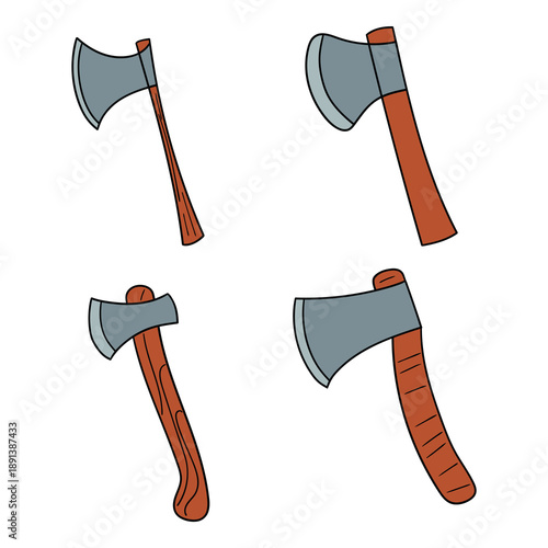 Hand-drawn cartoon set of axes on a white background.
