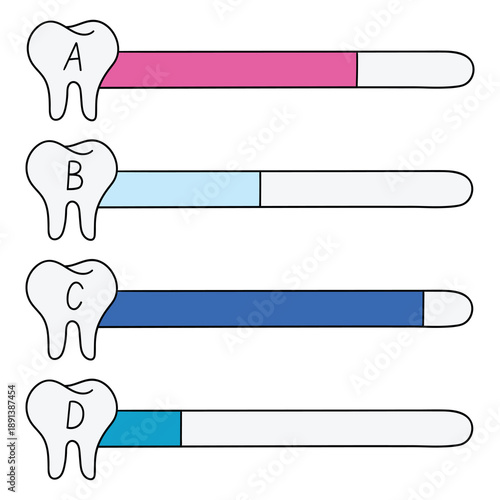 Hand-drawn cartoon set of dental clinic infographic on a white background.