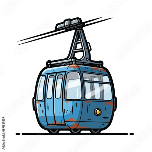 Cable Car Gondola Transport Vehicle Illustration.