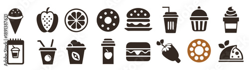 food and drink icon set collection for documents websites