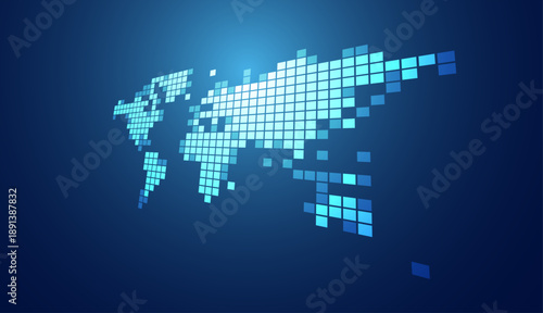 mondo, pianeta, informatica, digitale, pixel, concetto tecnologia,