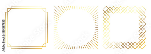 golden thin frames set gold square borders in art deco