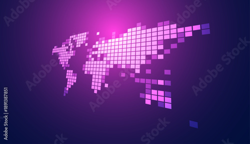 mondo, pianeta, informatica, digitale, pixel, concetto tecnologia,