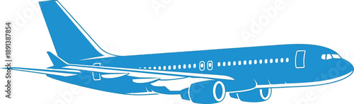 Modern Blue Commercial Passenger Jet Aircraft Icon Vector Illustration for Air Travel and Global Transportation Concepts