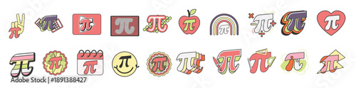 pi day symbol illustration element set