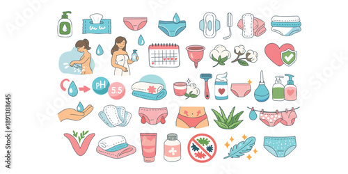 feminine hygiene daily care products illustration