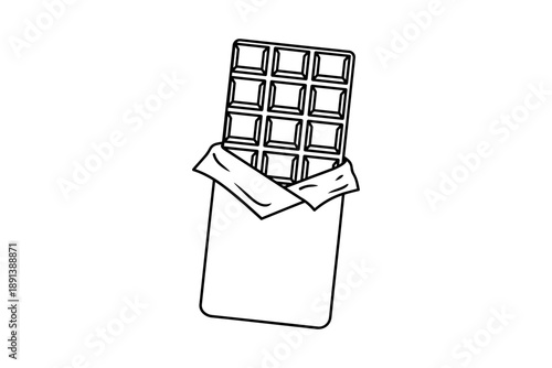 Unwrapped chocolate bar line icon, sweet dessert food outline vector illustration