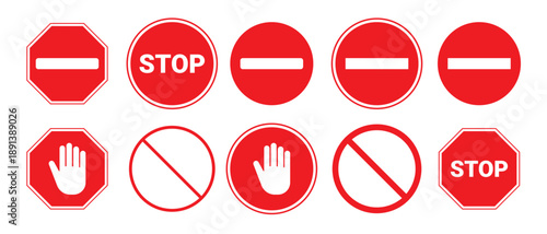 Red STOP sign isolated. Vector Stop hand sign