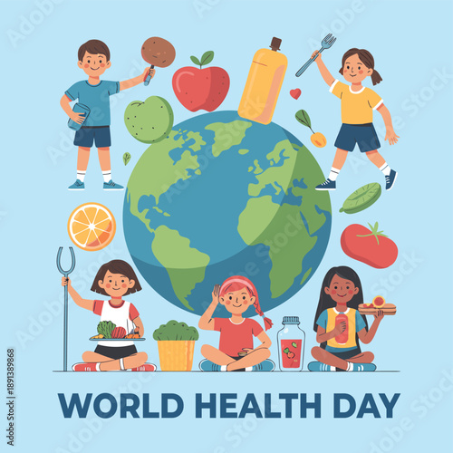 Children promote healthy eating habits and global wellness for world health day celebrations