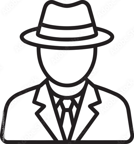 Secret agent spy detective avatar line icon