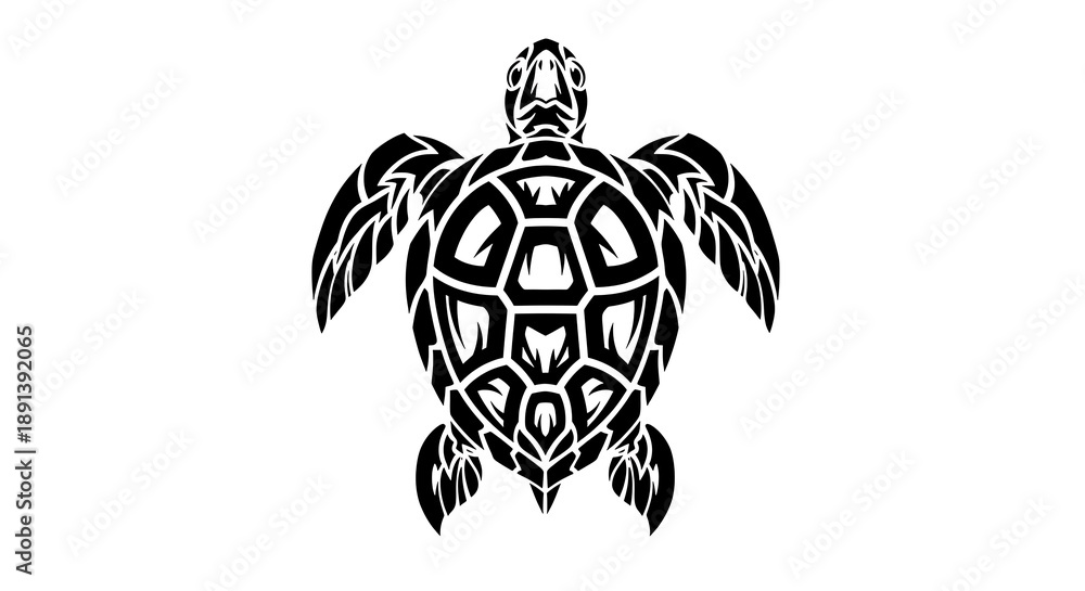 Fototapeta premium Stunning black and white turtle graphic with tribal design elements