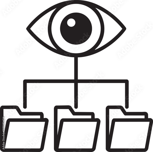 Surveillance eye monitoring folders data line icon
