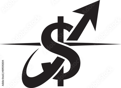 Dollar sign with arrow pointing up and down icon vector illustration isolated