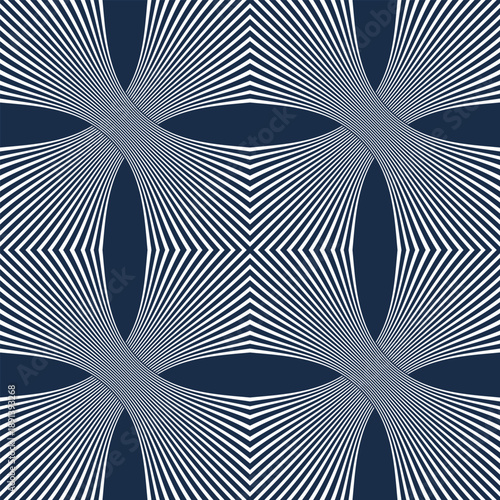 Trippy hypnotic seamless pattern, vector optical illusion lines endless abstract background, op art linear stripes surreal endless wallpaper.