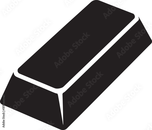 Single solid black gold ingot icon illustrating financial stability and high value bank assets
