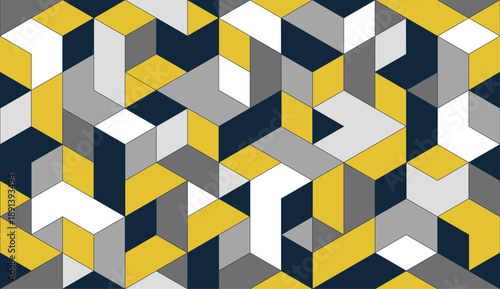 Cubes abstract architecture background, construction seamless pattern with 3D blocks, geometric linear polygon wallpaper, isometric cubic tiling pattern.