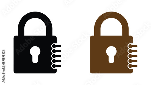 Secure lock icons for protection and safety concepts. Security lock icon in flat version on black and white background
