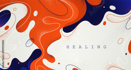 Lava shapes flow abstract background, vector wallpaper with liquid shapes flowing in dynamic motion, wavy water curves abstraction.