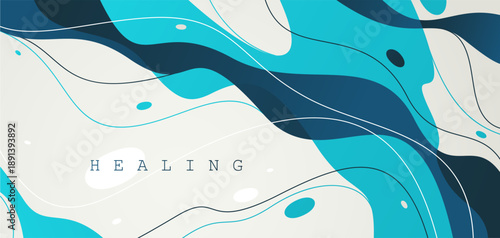 Abstract vector background with smooth fluid lava shapes, curve lines and shapes abstraction art, liquid flow relaxing amorphous illustration.