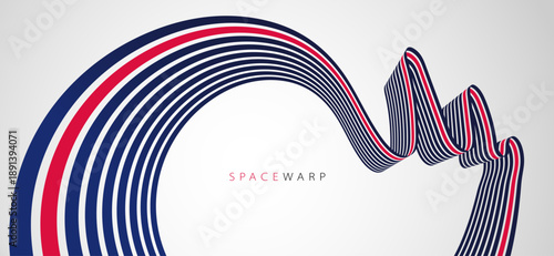 Bent stripes in 3D perspective vector abstract background, curve lines wallpaper abstraction, road speed highway design, minimal graphic design.
