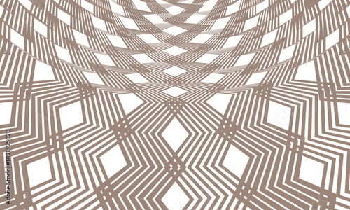 Abstract brown thik to thin arc upper sheall and zig zag line pattern. Geometric background. Vector texture.