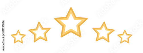 Five star rating icon set, gold star symbols representing customer reviews, feedback, quality excellence, and luxury ranking, vector icons for apps, websites, and branding design.