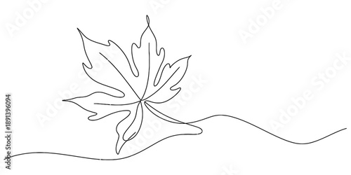 A single line drawing of a maple leaf, perfect for minimalist designs Vector, illustration