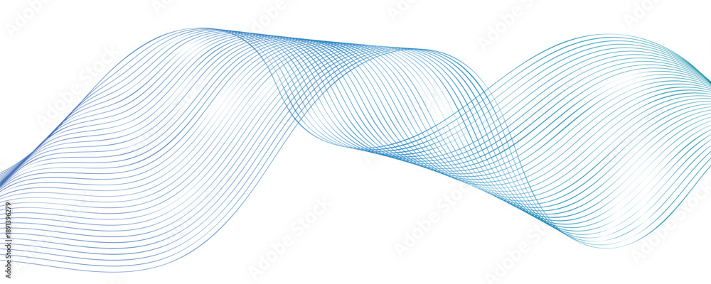 Fototapeta premium Abstract blue wavy line pattern made of dots