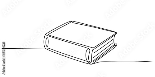 Minimalist one continuous line drawing of a closed hardcover book for education and art concepts Vector, illustration