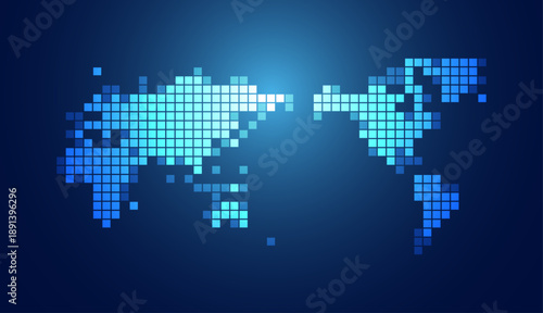 mondo, pianeta, informatica, digitale, pixel, concetto tecnologia,