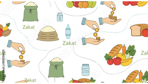 The spirit of giving  : modern zakat & charity icon pattern