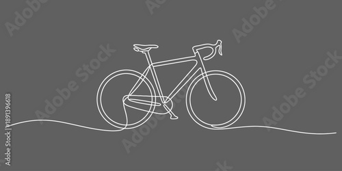 Minimalist one-line illustration of a bicycle, capturing the essence of cycling and movement Vector, illustration