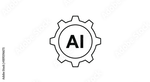 A cogwheel with the letters AI inside symbolizes artificial intelligence technology.