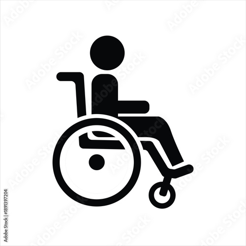 Minimal Medical Wheelchair Icon Black and White Vector