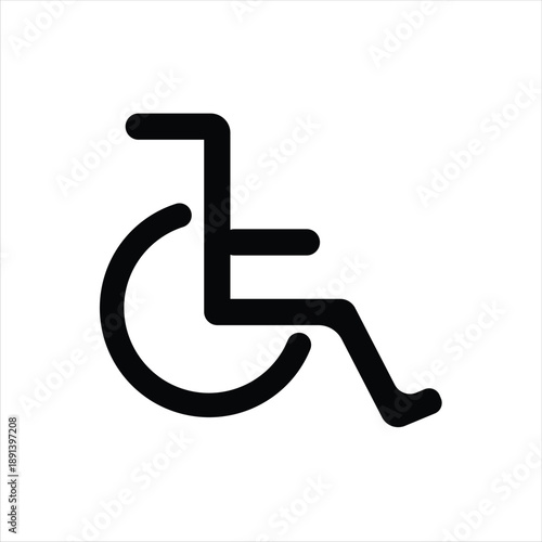 Minimal Medical Wheelchair Icon Black and White Vector